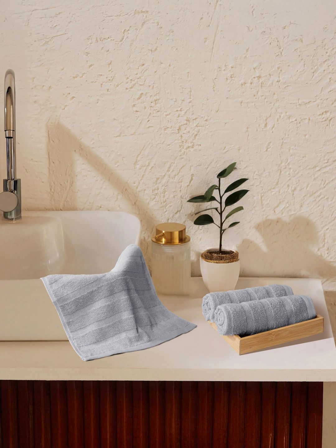 MYTRIDENT 3Pcs Grey Pure Cotton 400-GSM Soft Lightweight Quick Dry Face Towels-picture-37