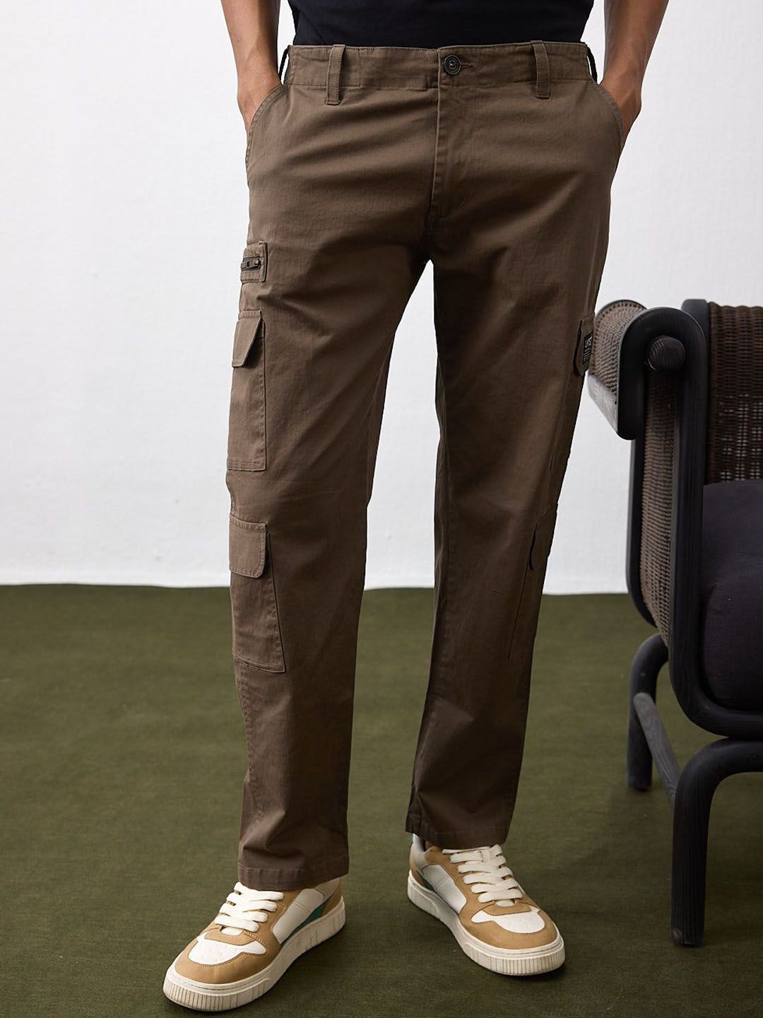 UNSTD Men Classic Regular Fit Cotton Cargos Trousers-picture-10