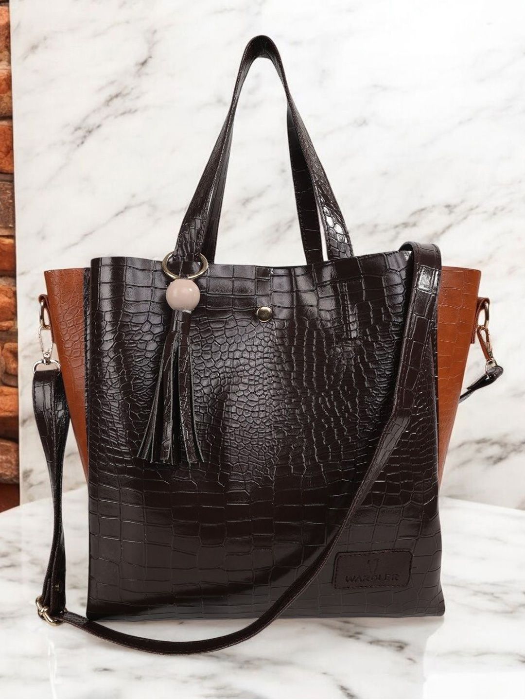 Warbler Women Textured Shopper Tasselled Tote Bag-picture-25