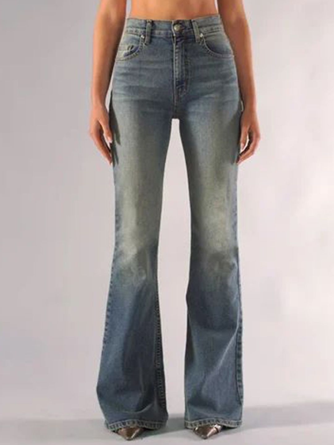 Aadvi Fashion Women Smart Flared High-Rise Clean Look Heavy Fade Stretchable Jeans-image-21