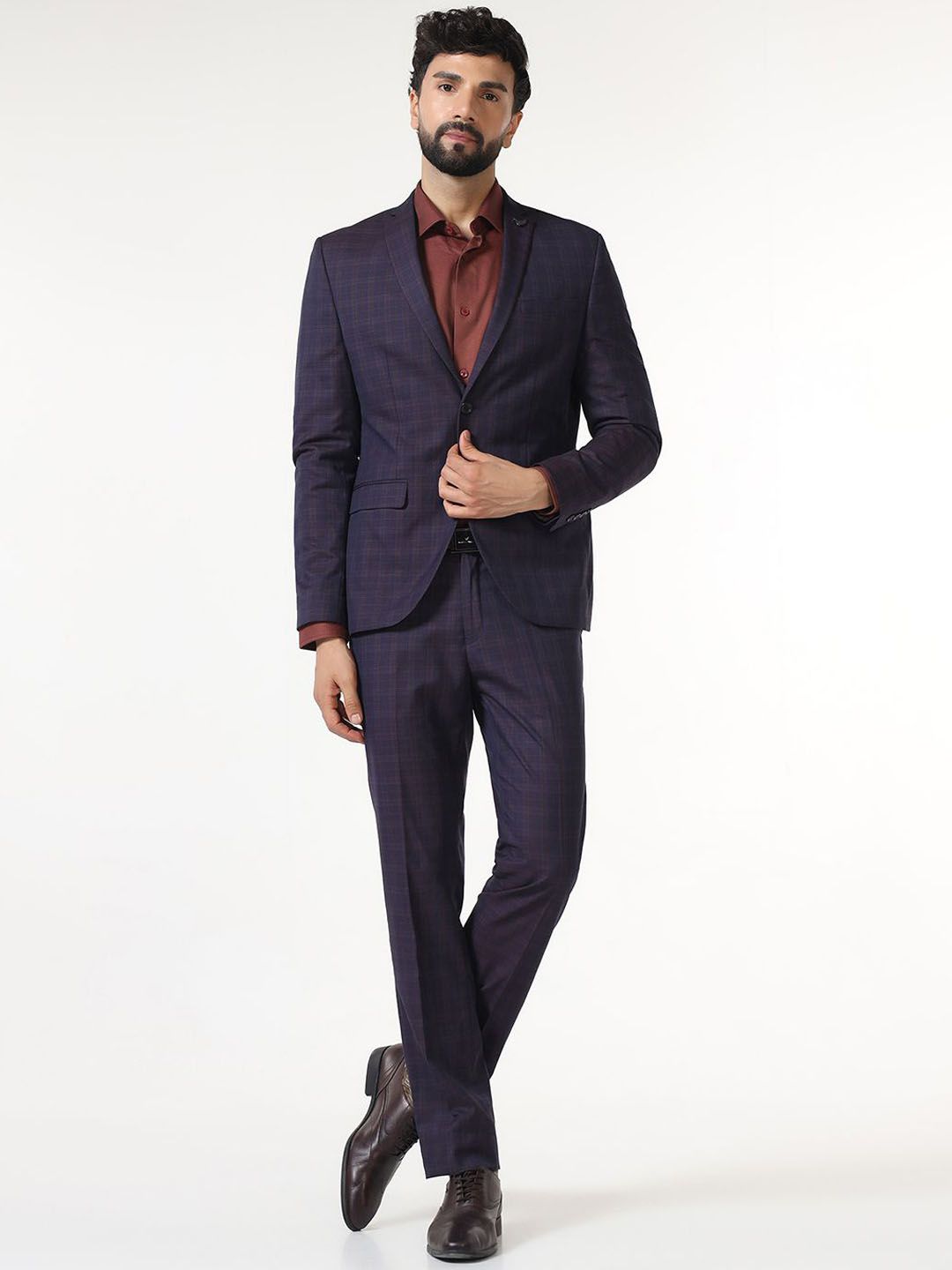 Blackberrys Checked Tailored-Fit Single-Breasted Two-Piece Suit-picture-37