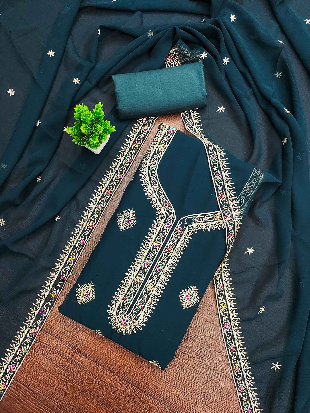 SHADOW & SAINING Embroidered Unstitched Dress Material-picture-31