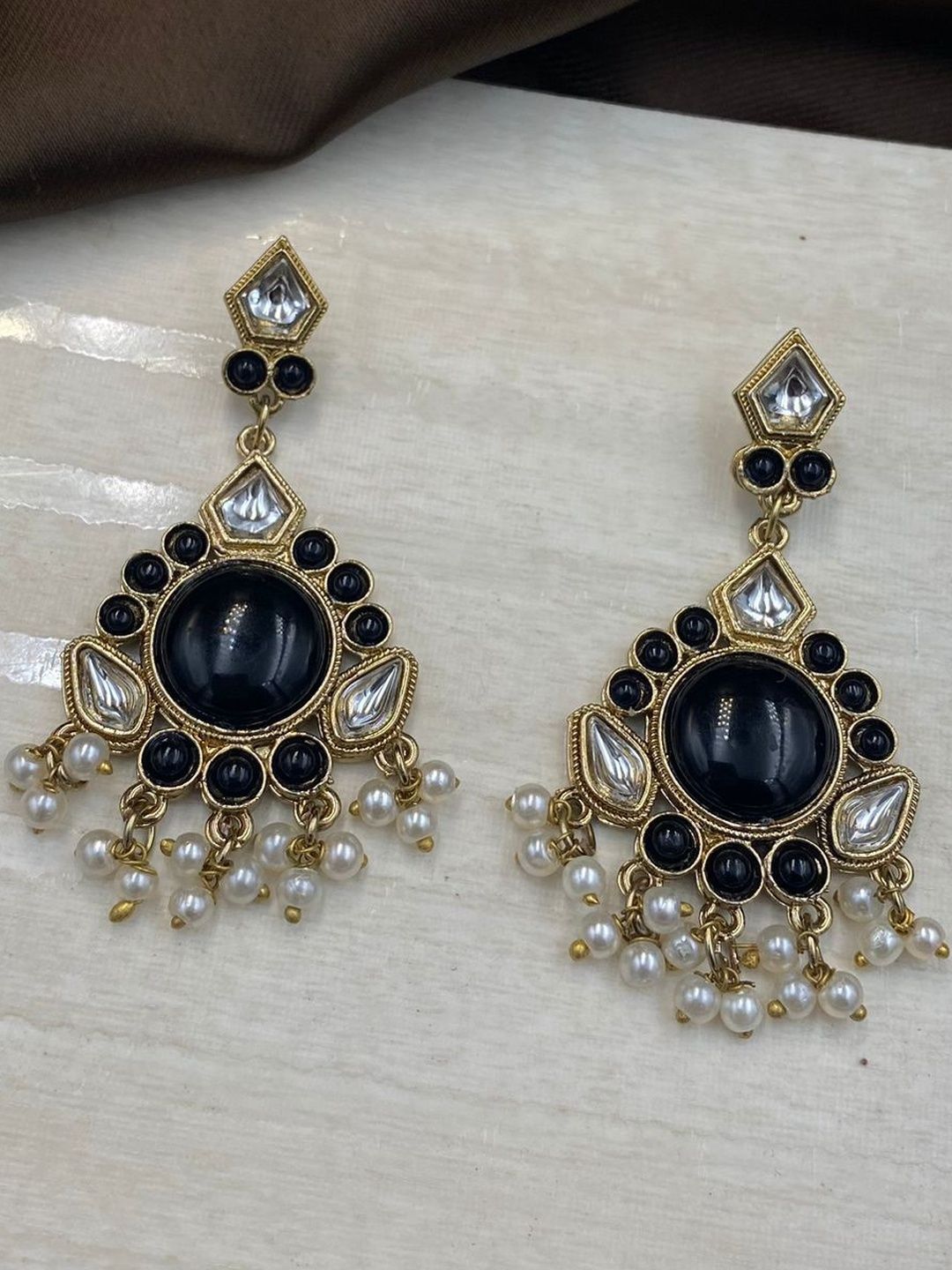 Fashion Theme Brass-Plated Brass Kundan Jhumkas-picture-13