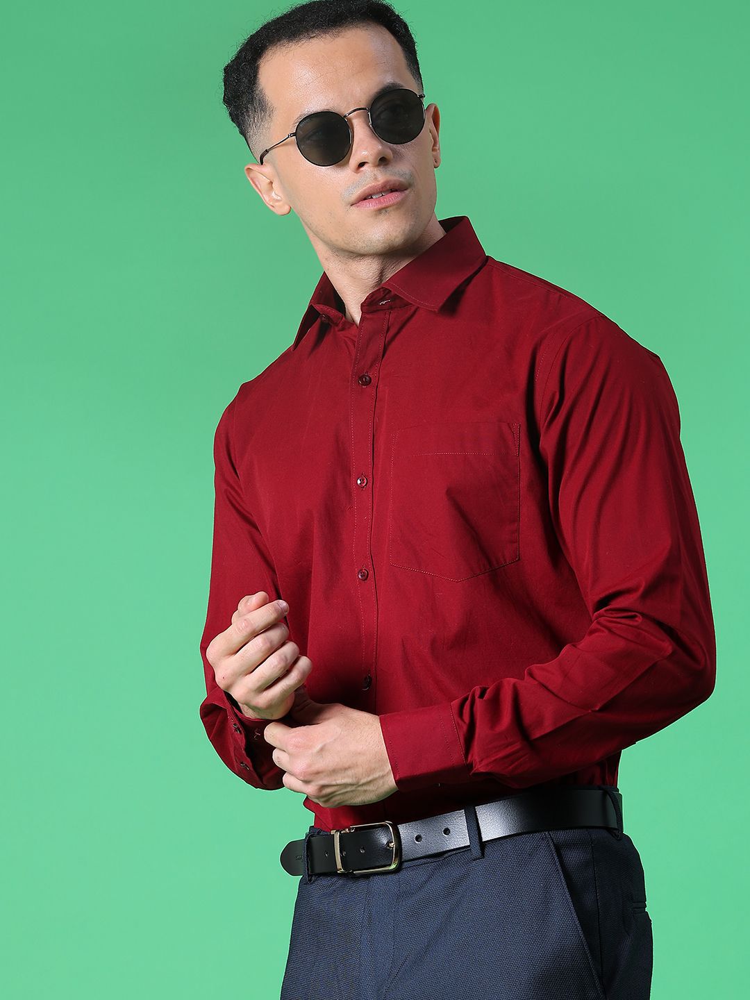V-Mart Men Solid Spread Collar Cotton Formal Shirt-picture-26