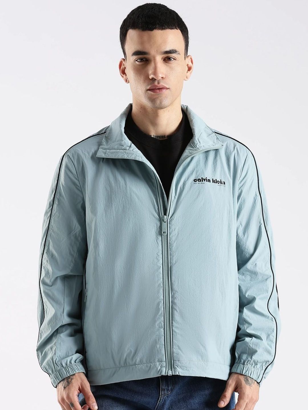 Calvin Klein Jeans Men Spread Collar Solid Sporty Jacket-picture-15
