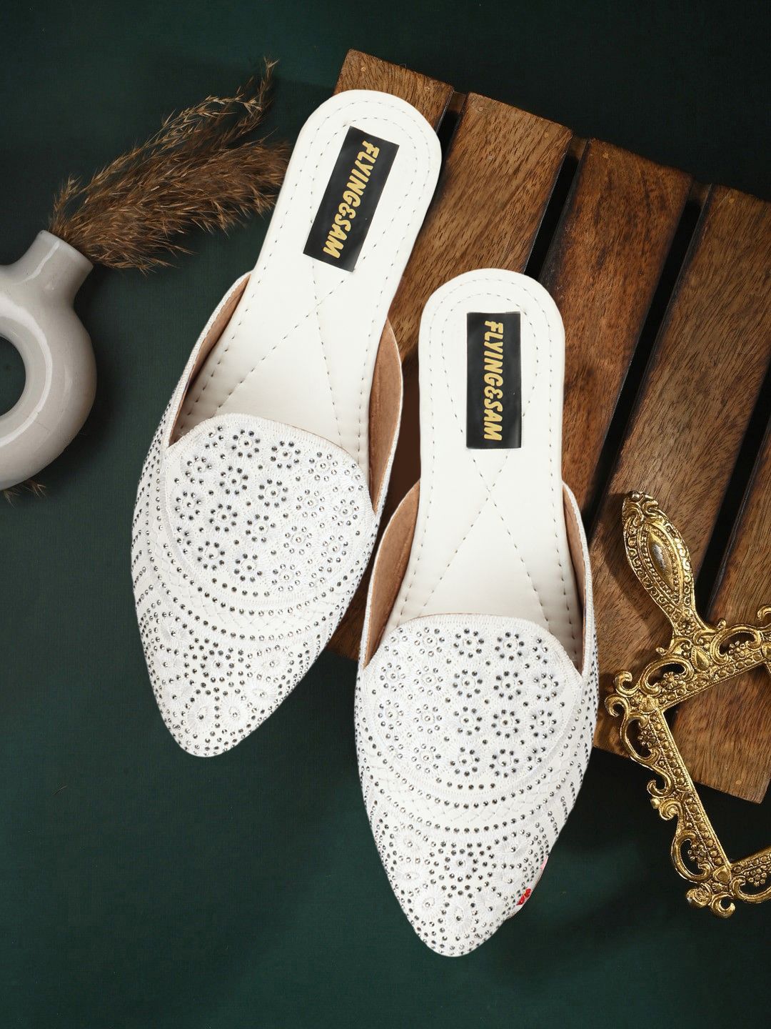 FLYING&SAM Women Embellished Ethnic Mules Flats-picture-26