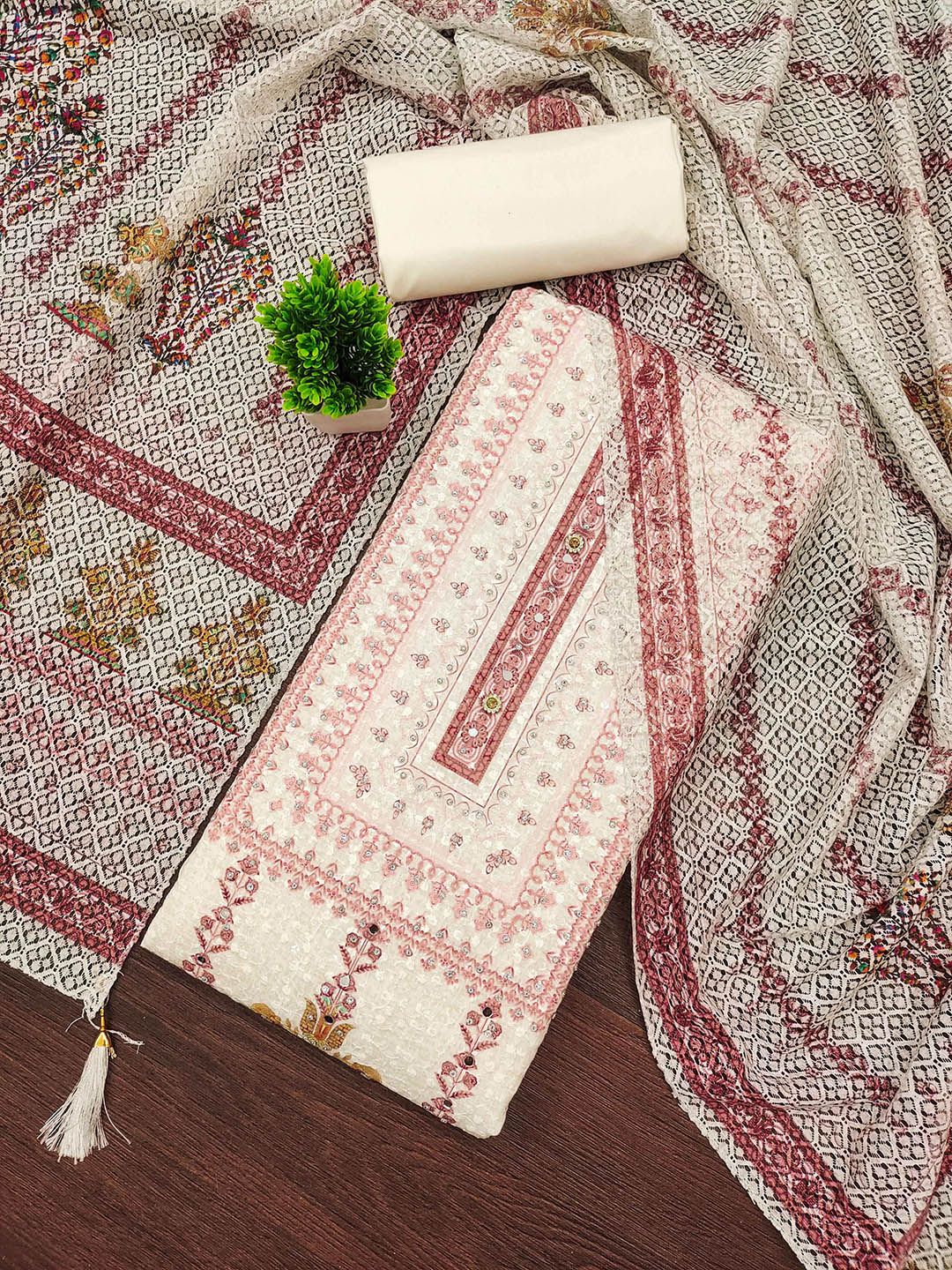 SHADOW & SAINING Ethnic Motifs Embellished Sequinned Unstitched Dress Material-picture-13