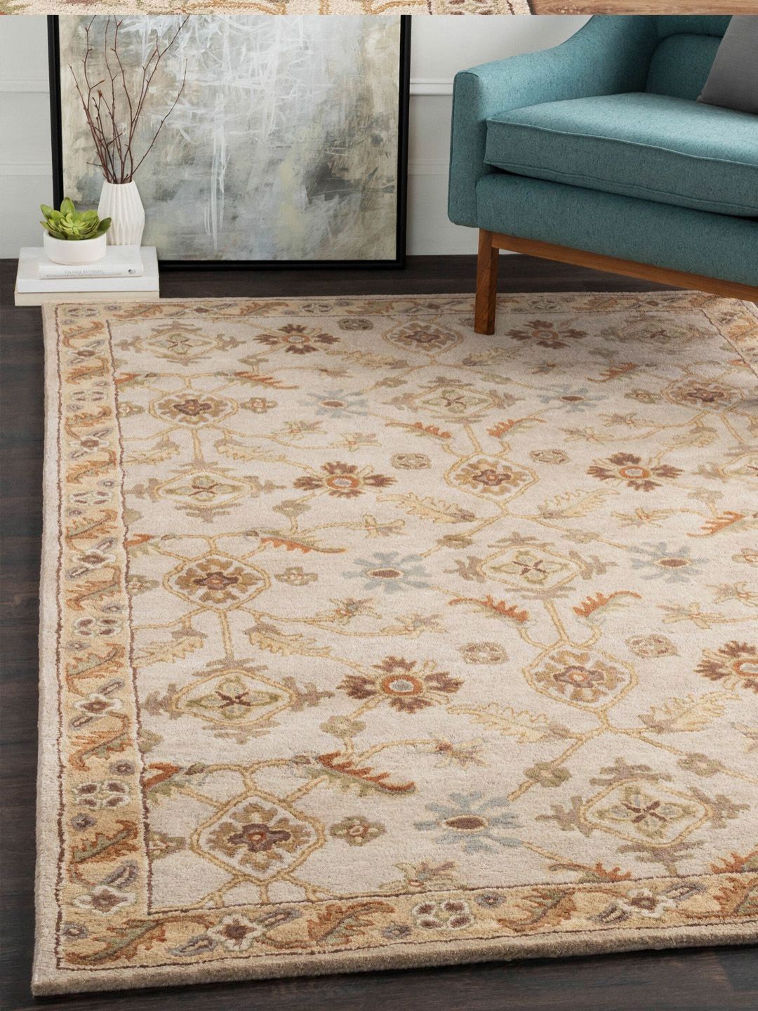 Surya Living Beige Traditional Anti-Skid Woollen Carpet