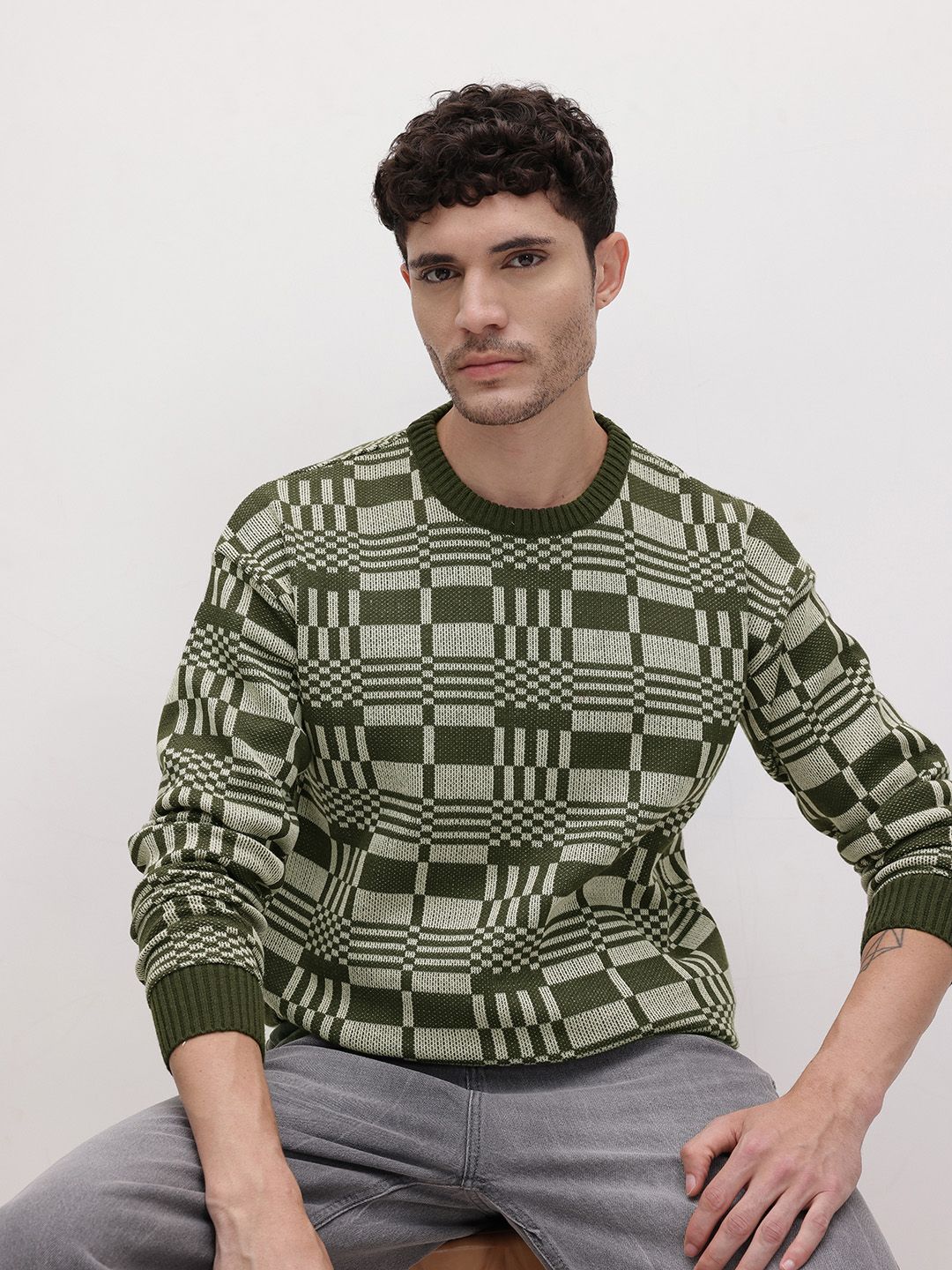 The Roadster Life Co. Checked Pullover Sweaters-picture-58