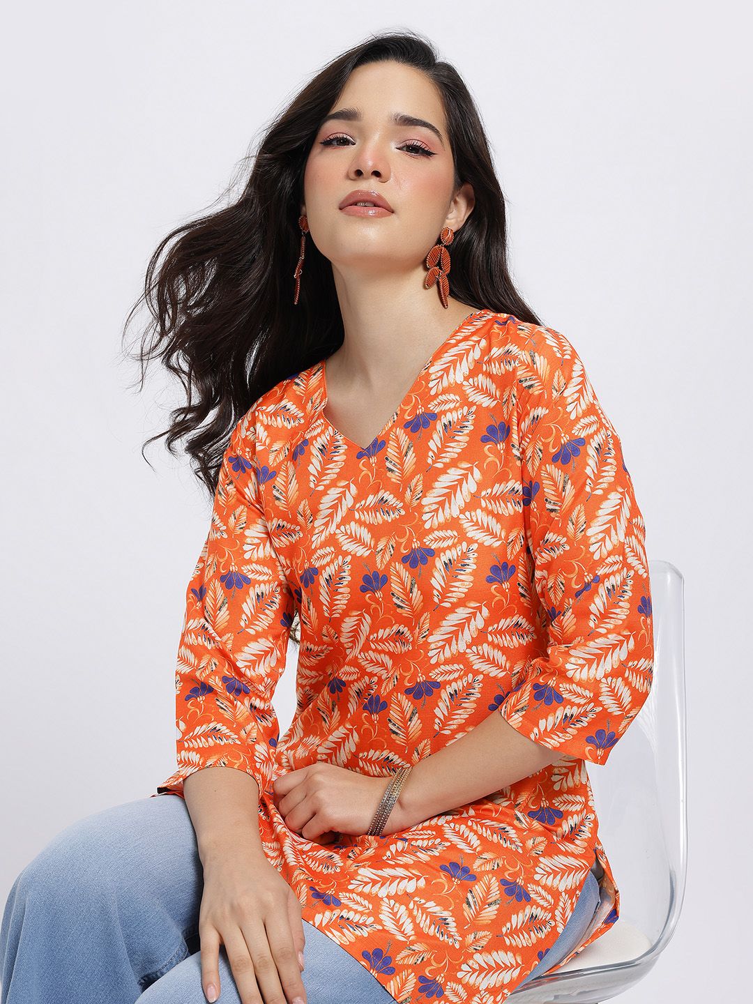 Anouk Rustic Printed V-Neck Straight Kurti-picture-30