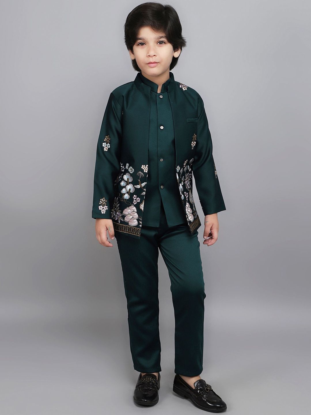 BAESD Boys Sequins Embellished & Floral Embroidered Sherwani Set-picture-32