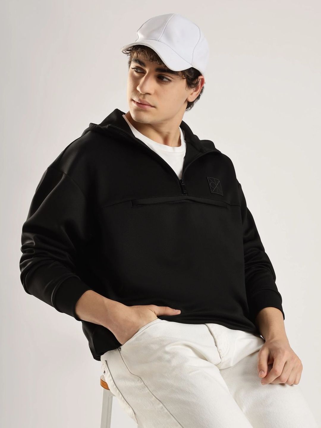 Calvin Klein Jeans Men Hooded Solid Oversized Fit Sweatshirt-picture-45