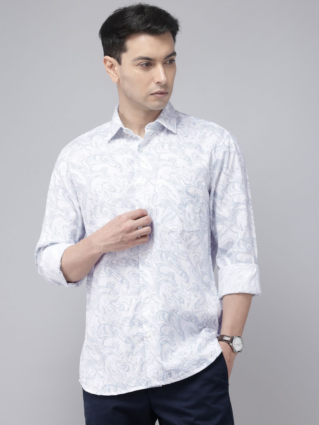 ColorPlus Printed Pure Cotton Casual Shirt-picture-27