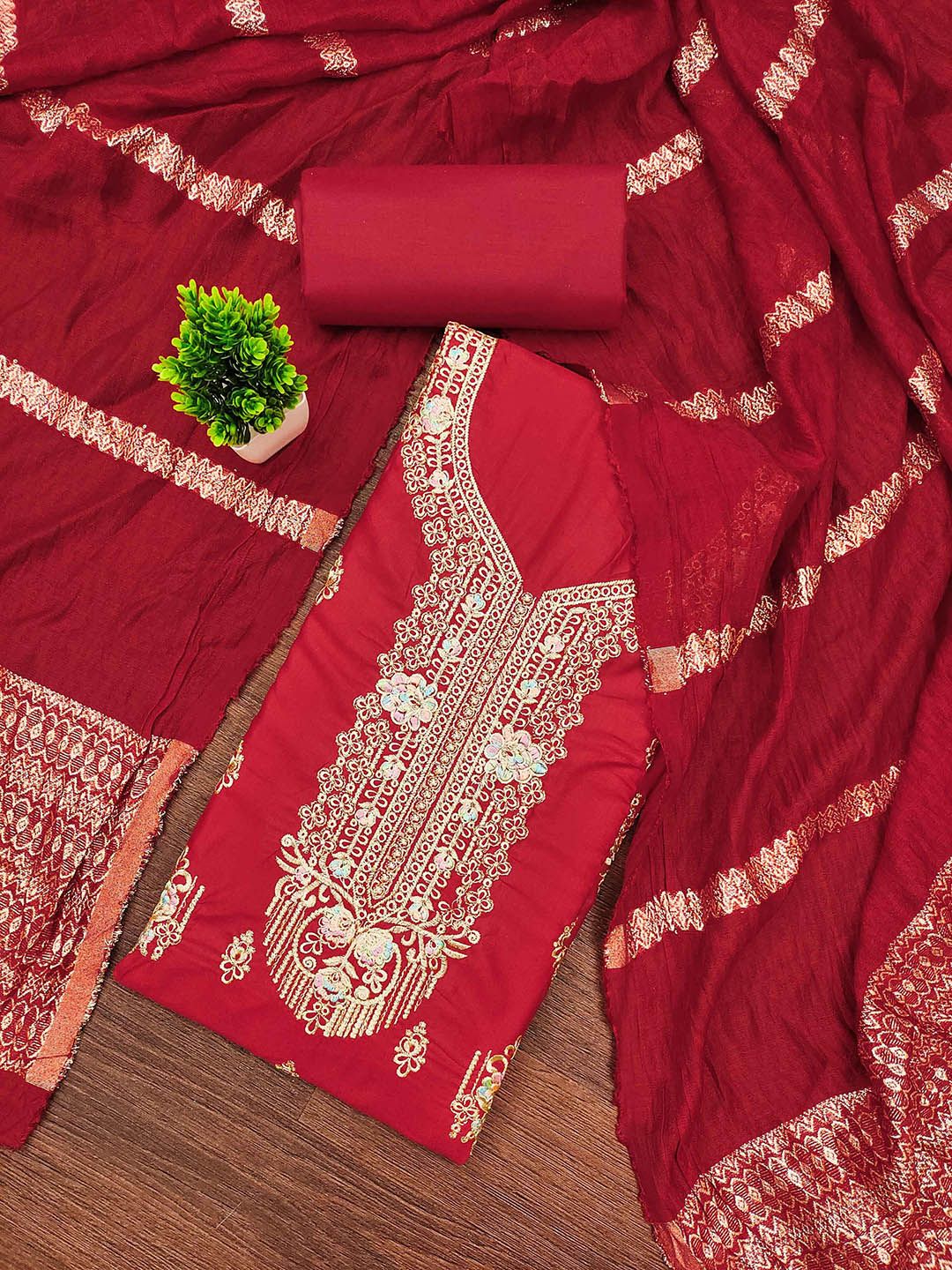 SHADOW & SAINING Floral Embroidered Unstitched Dress Material-picture-34