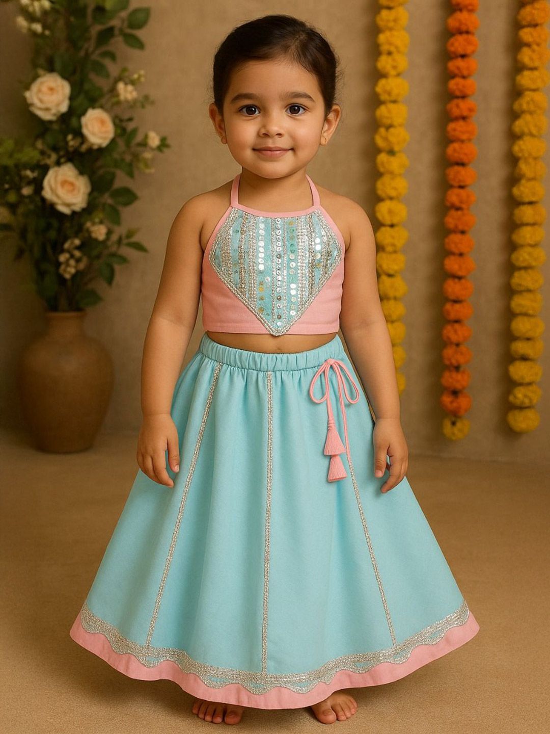 SAKA DESIGNS Girls Embroidered Sequinned Ready to Wear Lehenga & Choli-picture-47