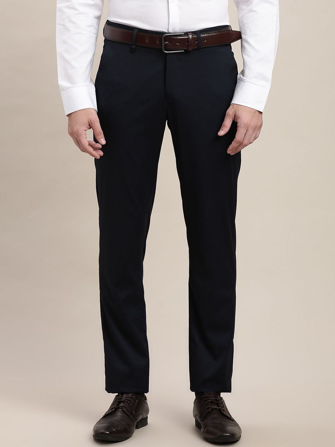 Turtle Men Tailored Slim Fit Mid-Rise Formal Trousers-picture-34