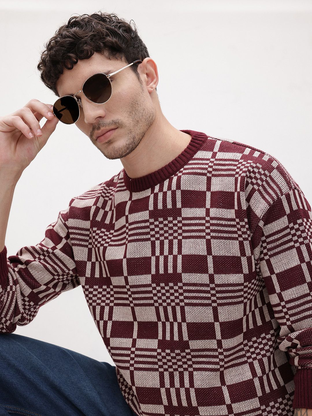 The Roadster Life Co. Checked Pullover Sweaters-picture-32