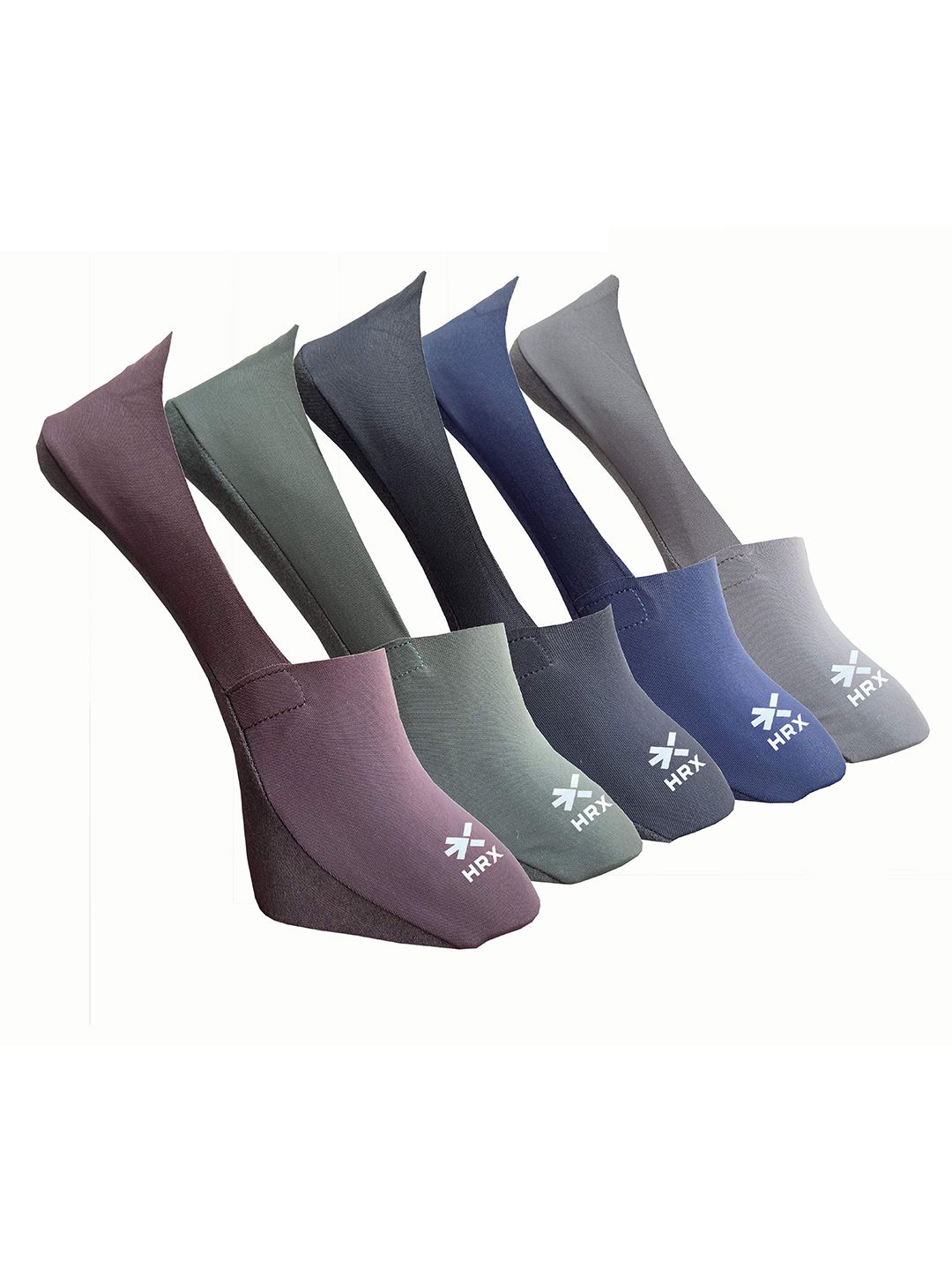 HRX by Hrithik Roshan Pack Of 5 Assorted Shoe Liner Socks-image-23