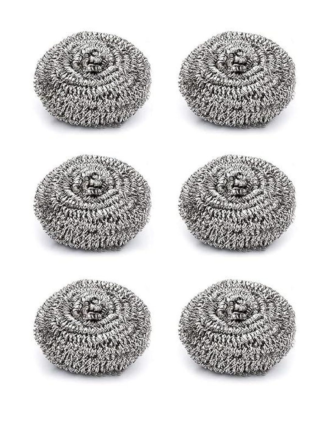 ARPANA BRIGHT Silver-Toned 6 piece Solid Stainless Steel Cleaning Scrubber-picture-45