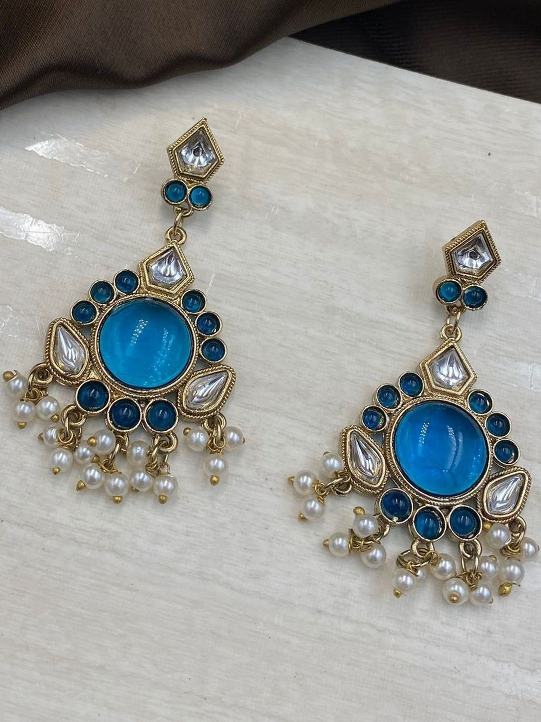 Fashion Theme Brass-Plated Brass Kundan Jhumkas-picture-12