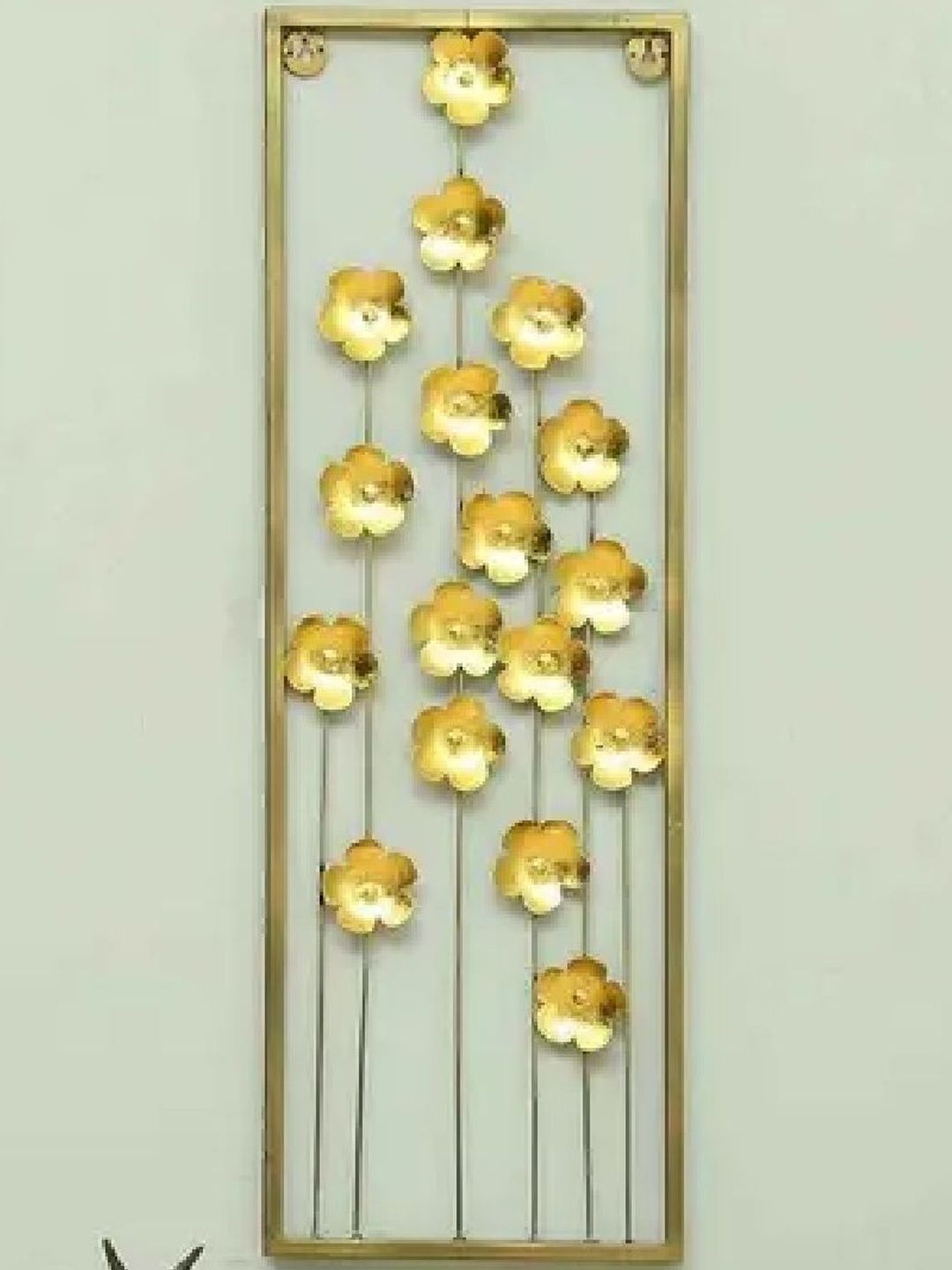 Urban Hamlet Golden Floral Metal Vertical Rectangle Wall Hanging Frame-picture-10