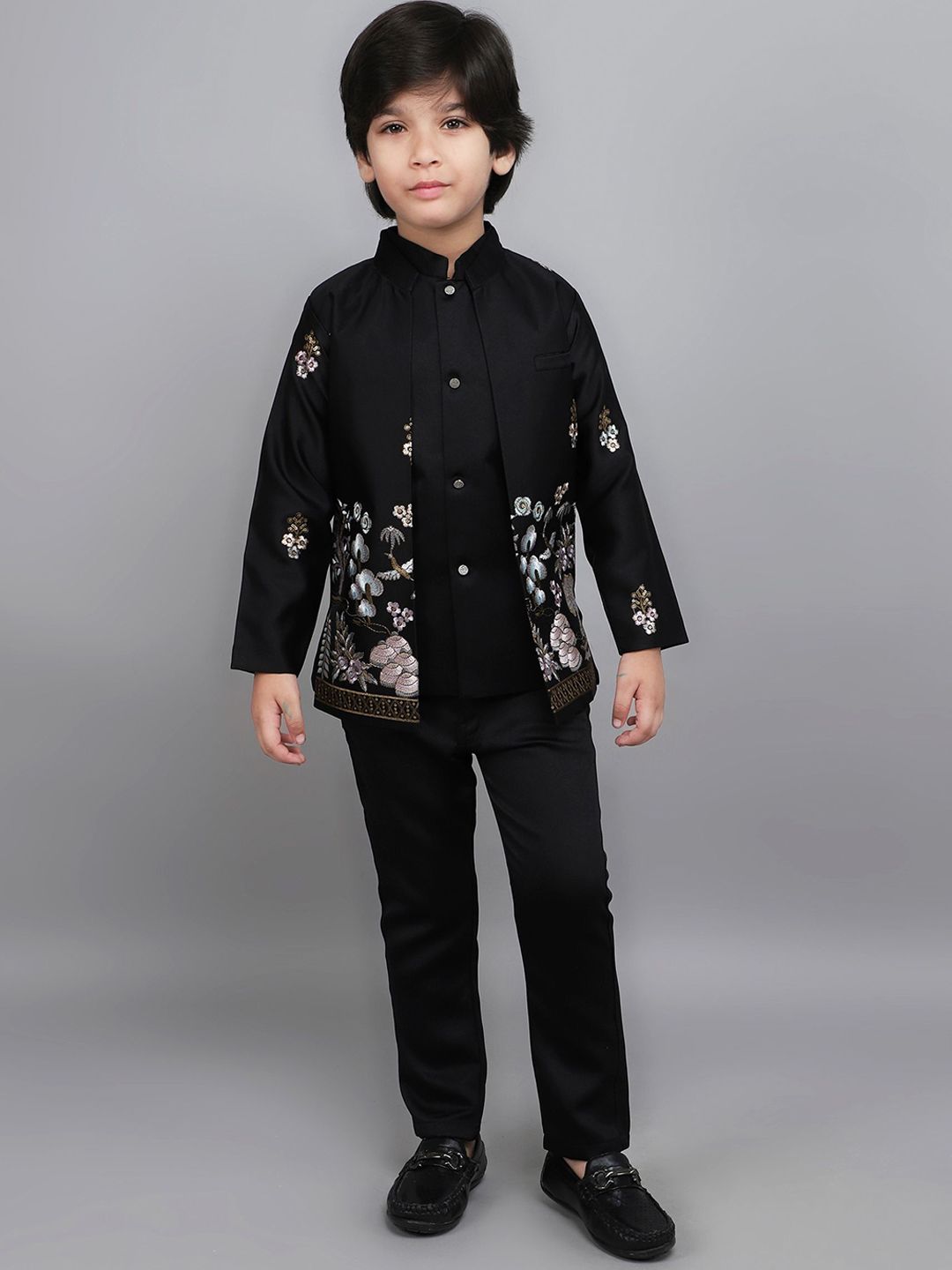 BAESD Boys Sequins Embellished & Floral Embroidered Sherwani Set-picture-18