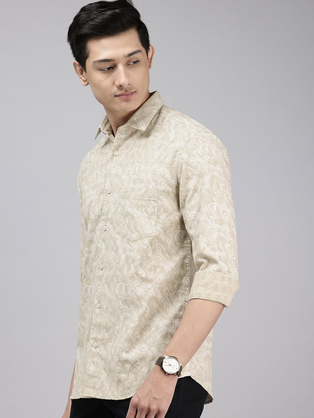 ColorPlus Abstract Printed Pure Cotton Casual Shirt-picture-32