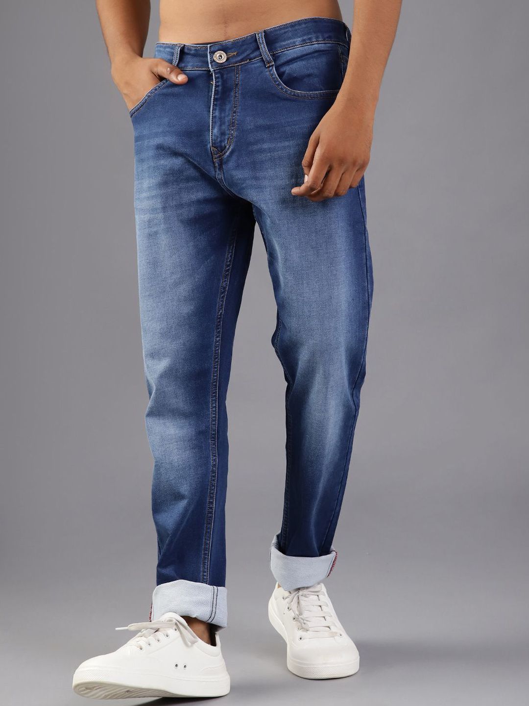 V-Mart Men Regular Fit Mid-Rise Light Fade Cotton Stretchable Jeans-image-44