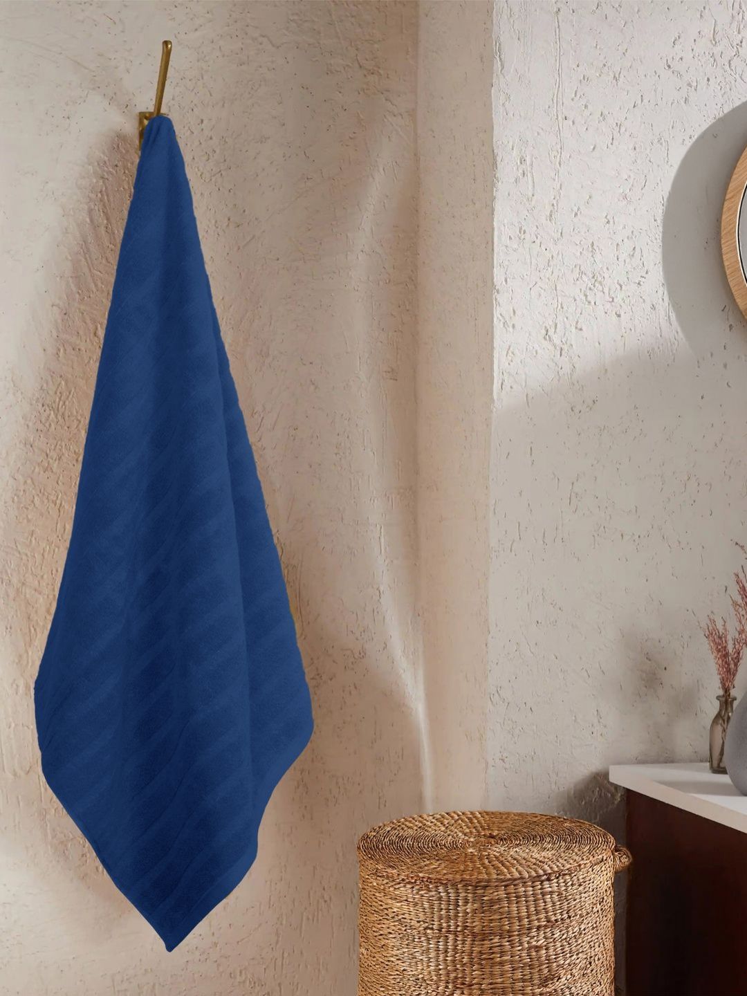 MYTRIDENT Navy Blue Striped Cotton 400 GSM Bath Towel-image-26