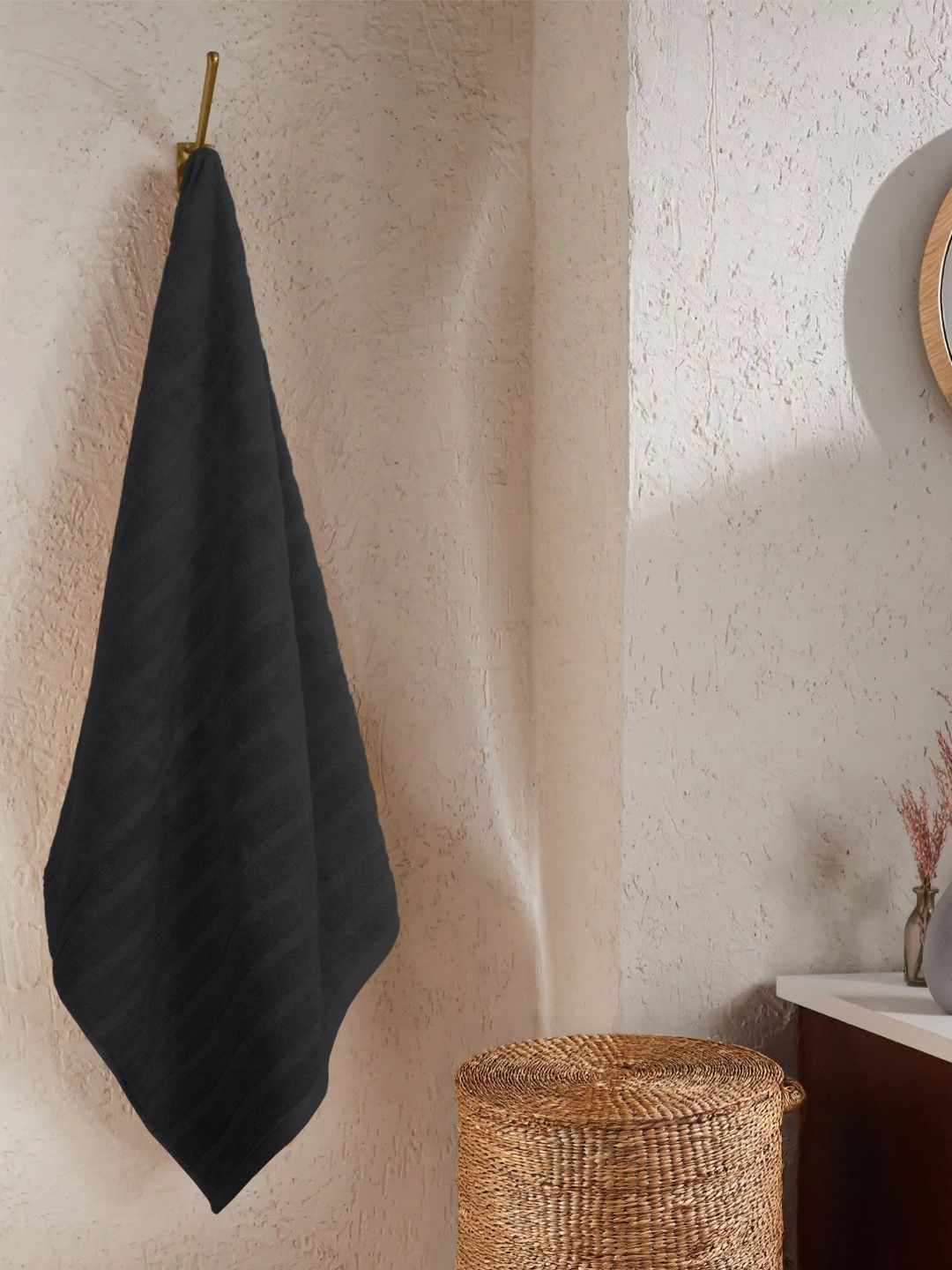 MYTRIDENT Black Striped Cotton 400 GSM Bath Towel-image-11