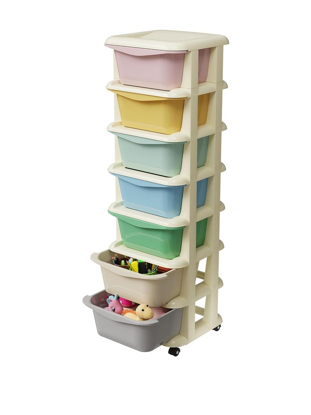 TEX-RO Multicolor 7 Layer Plastic Modular Rainbow Drawer