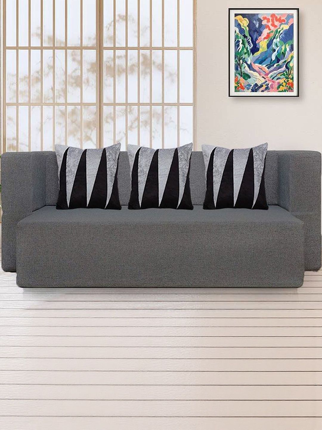 Clex Grey Multi Purpose Foldable Sofa Cum Bed