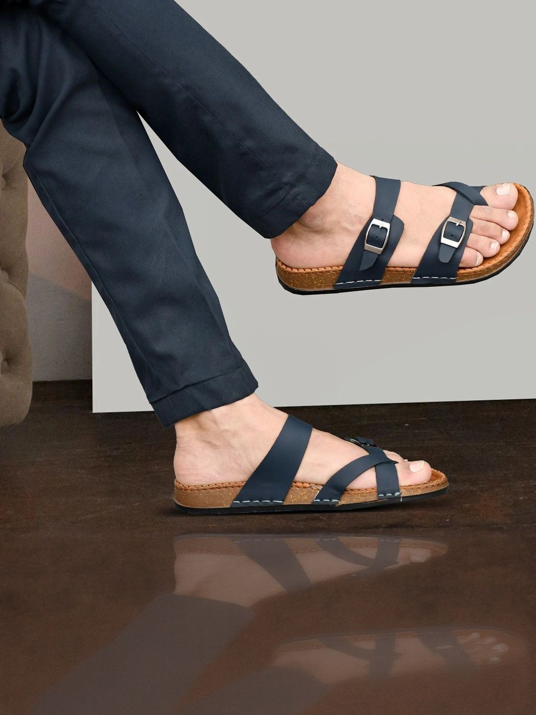 VATELIO Men Blue Solid Slip-On Sandals-picture-51