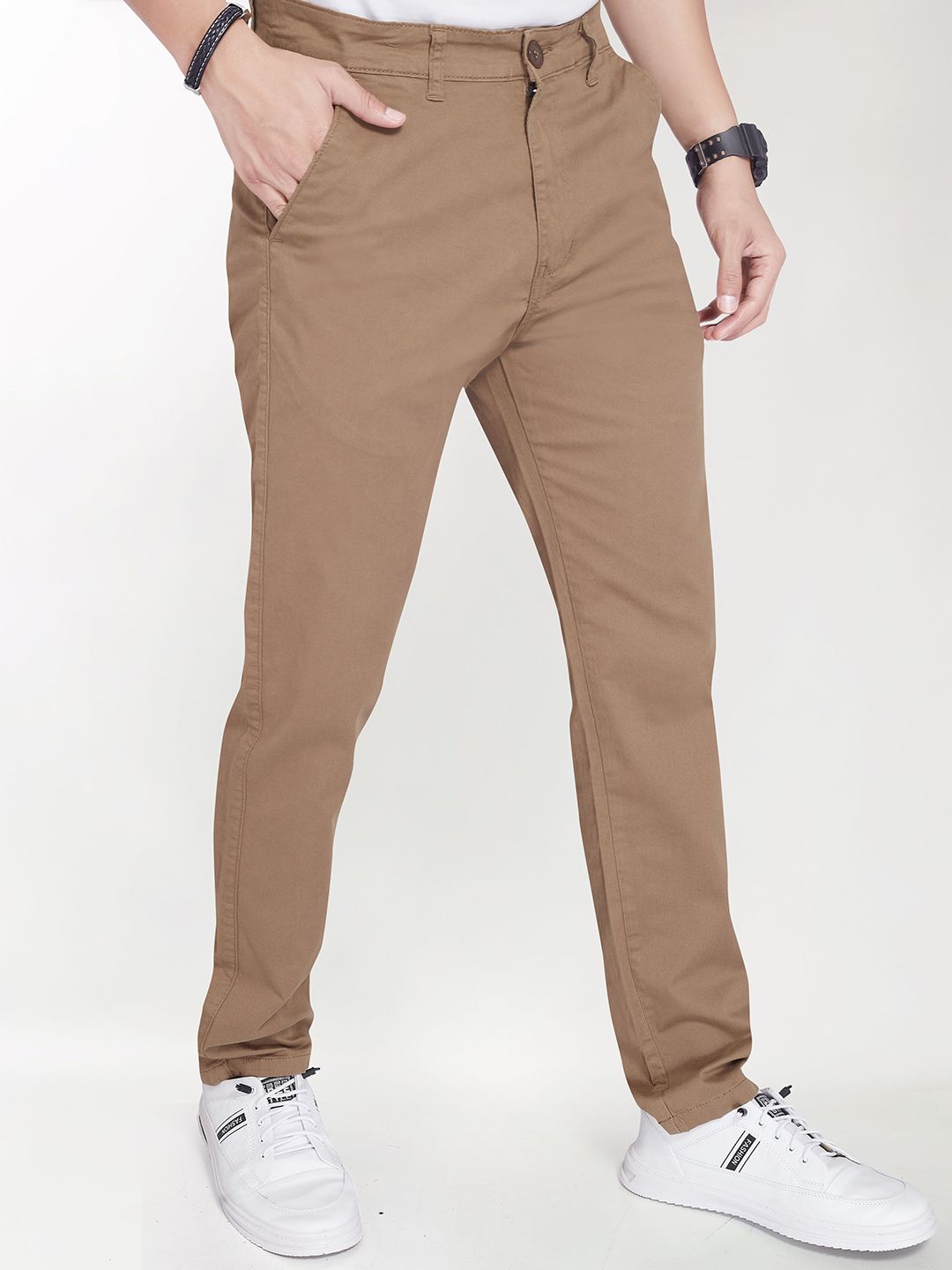 THE BEETEL HOUSE Men Relaxed Regular Fit Mid-Rise Chinos Trousers-picture-14
