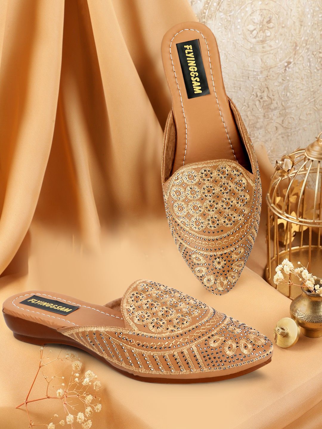 FLYING&SAM Women Embellished Ethnic Mules Flats-picture-14