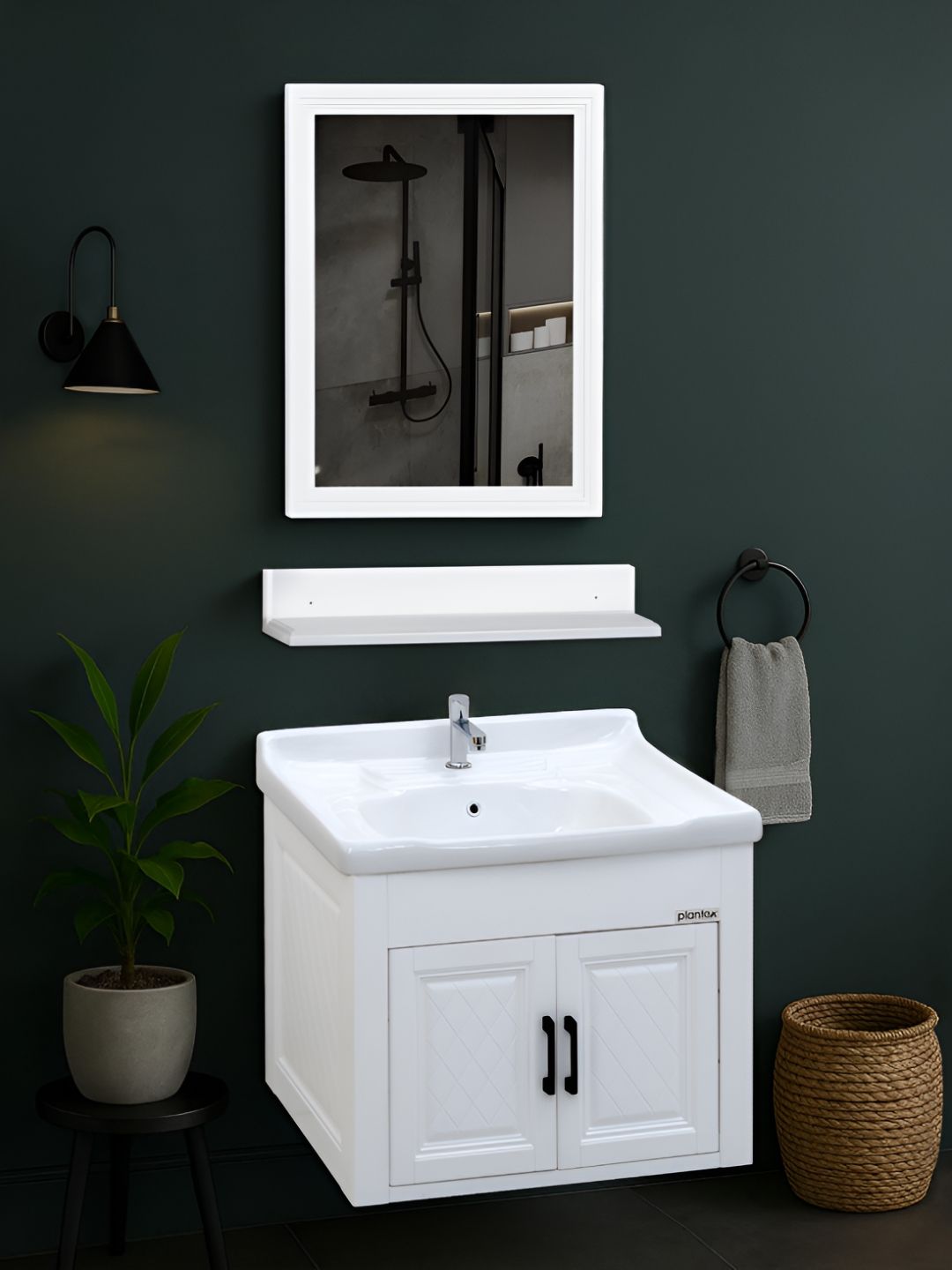 Plantex White Rectangle Shape Glass Mirror-picture-42