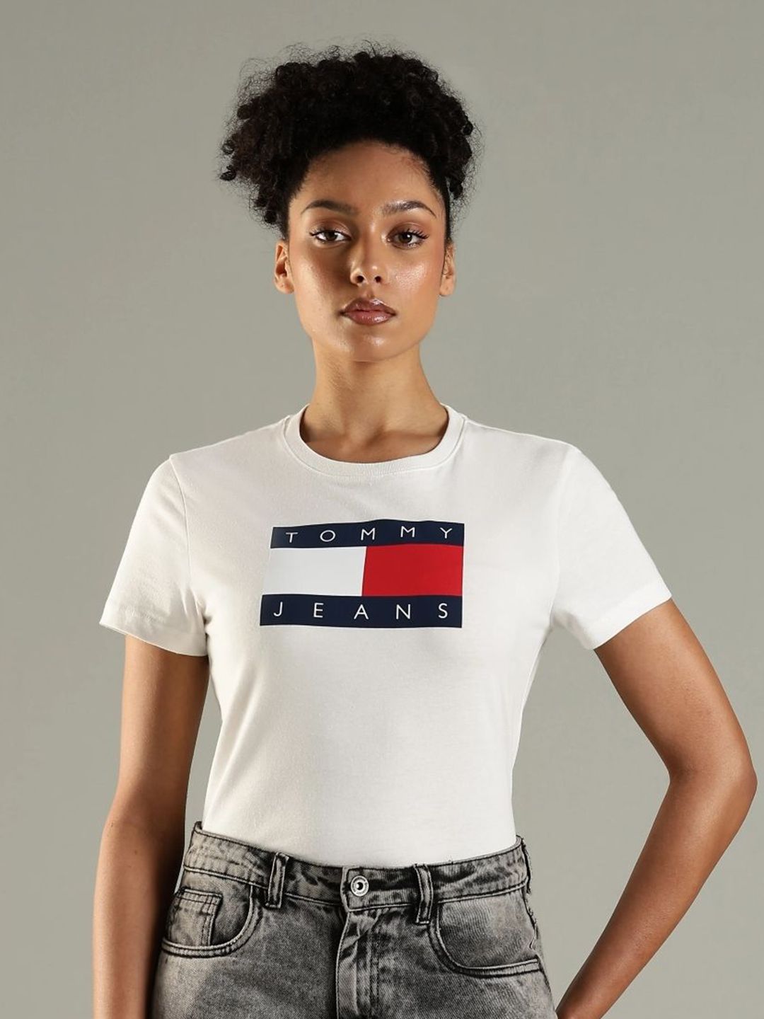 Tommy Hilfiger Women Solid Round Neck Cotton T-shirt-picture-30