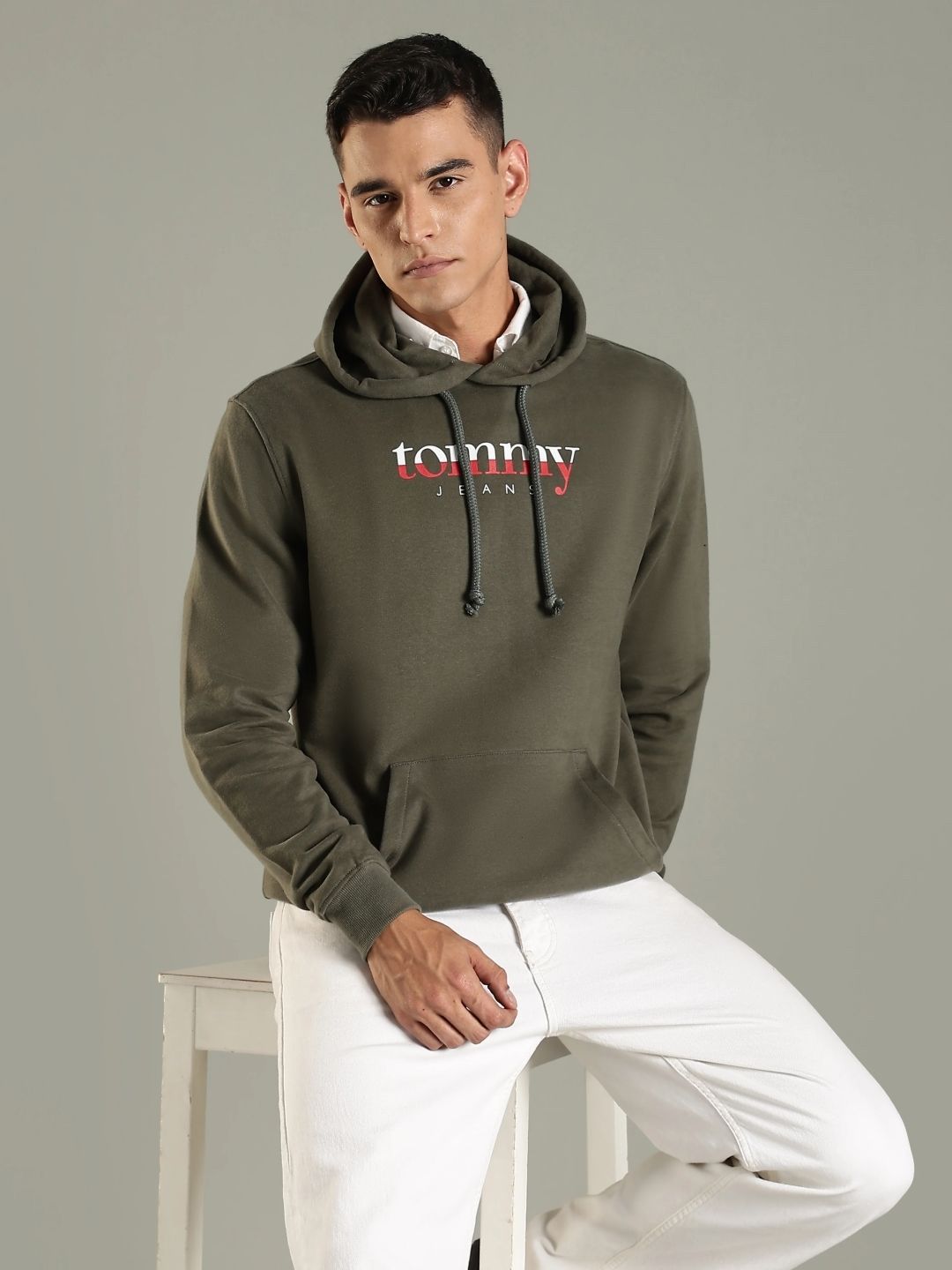 Tommy Hilfiger Europe Men Brand Logo Printed Hooded Pullover Sweatshirt-picture-34