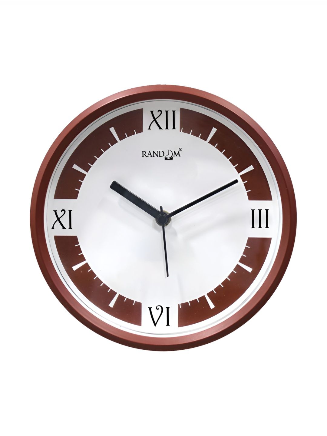 RANDOM Unisex White & Brown Solid Round Contemporary Plastic Wall Clock - 8inch-picture-18