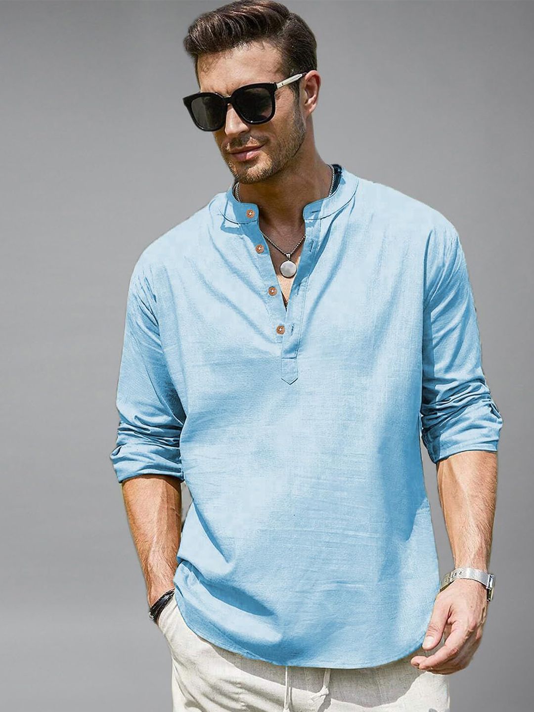 Vida Loca Men Mandarin Collar Straight Kurta-picture-24
