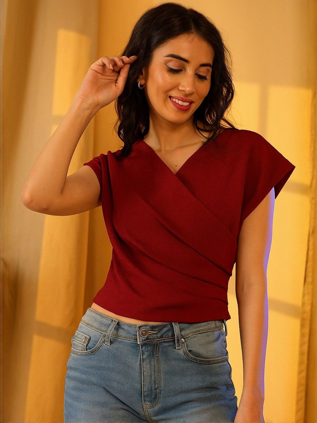 HERE&NOW V-Neck Extended Sleeves Top-picture-27