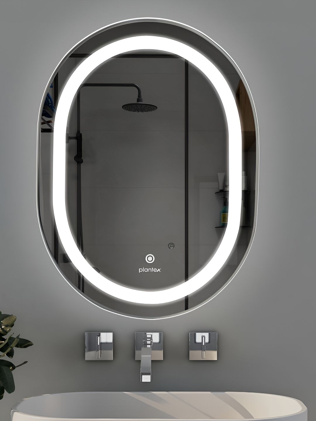 Plantex Silver Toned Oval Shaped LED Mirror-picture-24