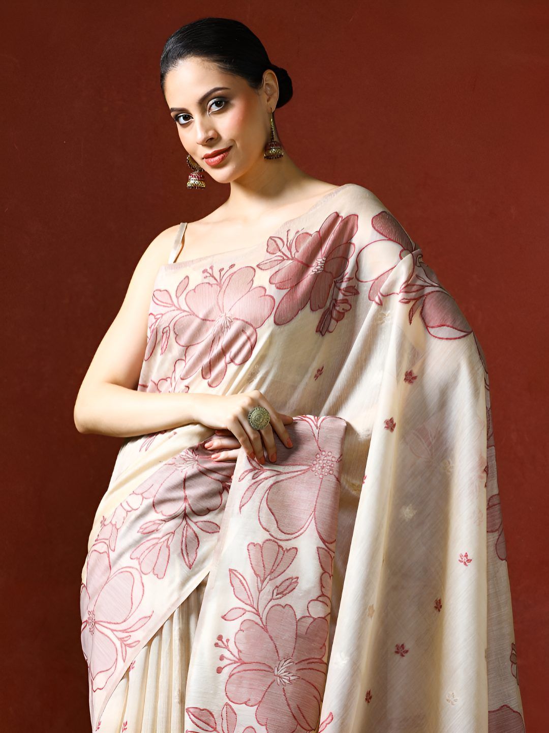 Mitera Floral Printed Chanderi Saree-picture-39
