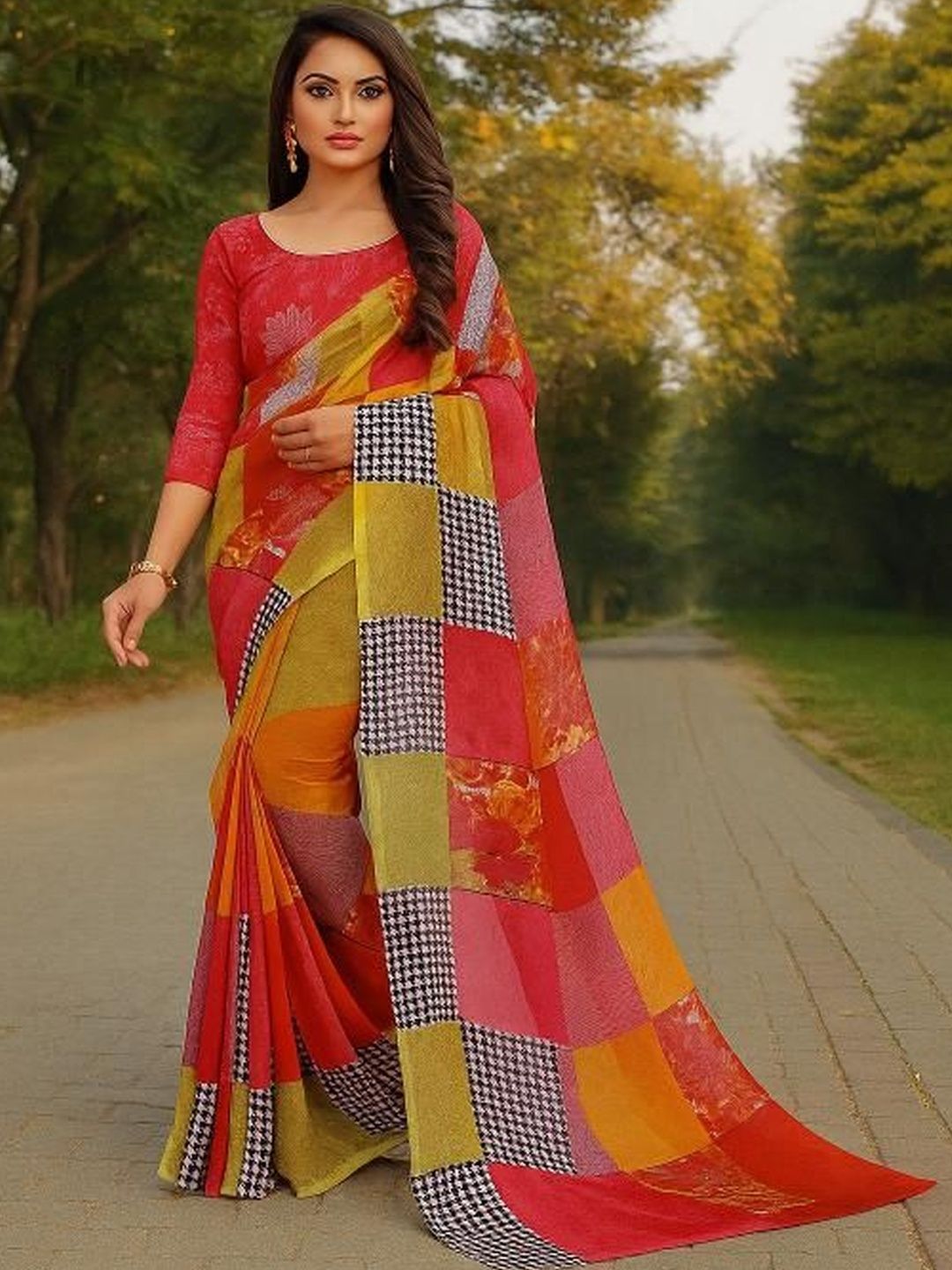 Moda Rapido Women Printed Pure Georgette Saree-picture-23