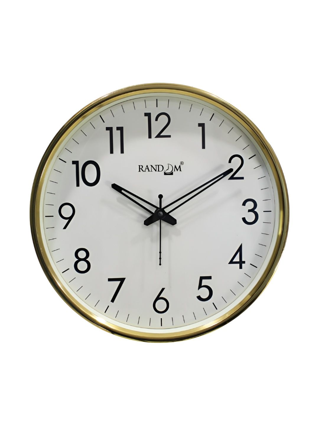 RANDOM Unisex White & Gold-Toned Solid Contemporary Premium Wall Round Clock-image-45