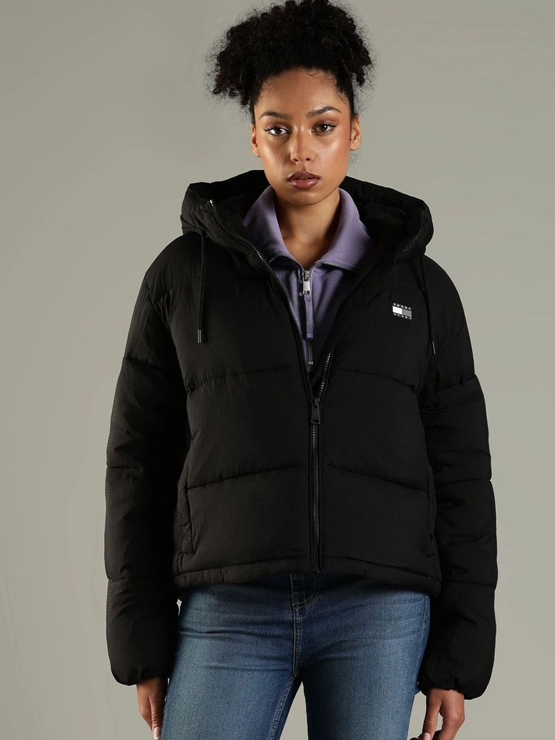 tommy hilfiger women hooded solid puffer jacket