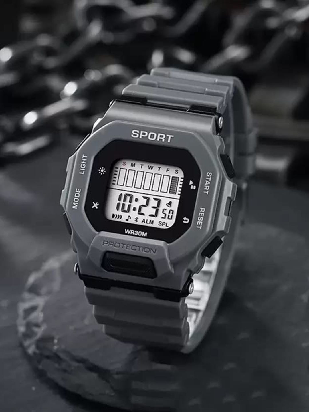 Blutech Men Rectangular Dial & Bracelet Style Straps Digital Watch DashGrey2-picture-15