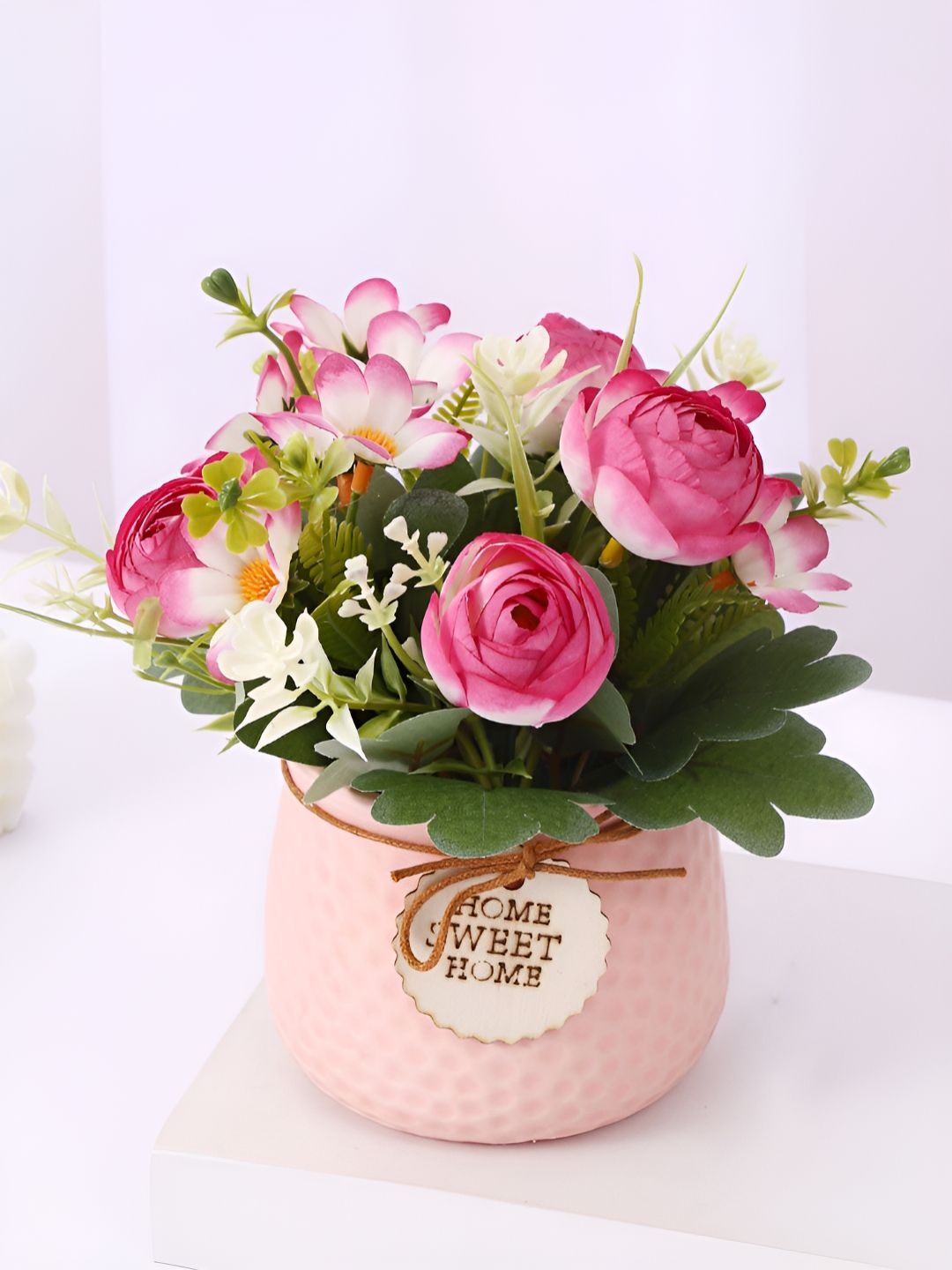 TIED RIBBONS Pink Rose Artificial Flower With Pot-image-18