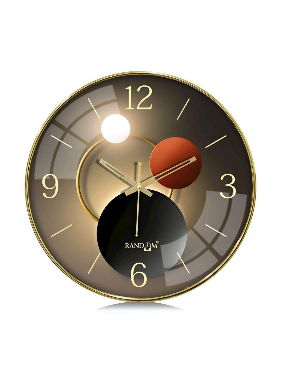 RANDOM Black & Gold-Toned Printed Round Contemporary Wall Clock
