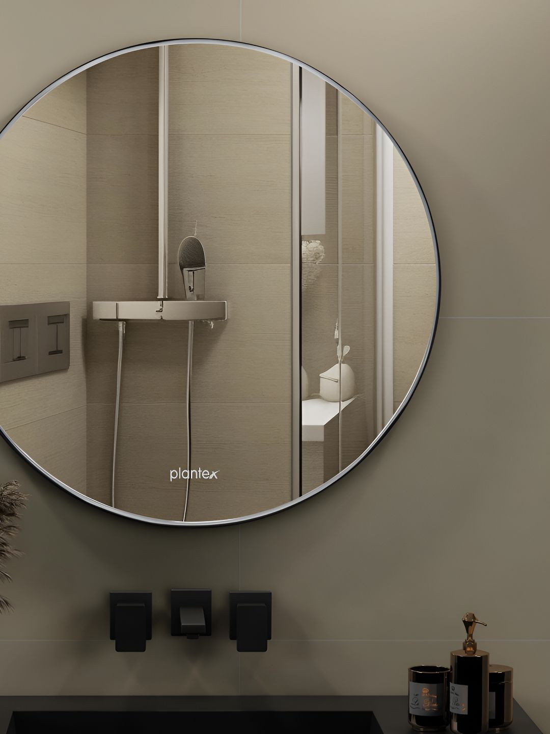 Plantex White Circular Shape Glass Mirror-picture-52